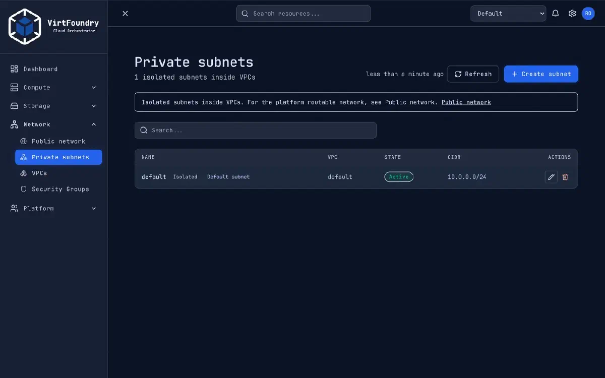 Per-tenant networks and VPCs